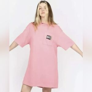 Nike Sportswear Retro 90s Washed Pink Oversized Cotton Crew T-Shirt Dress Small